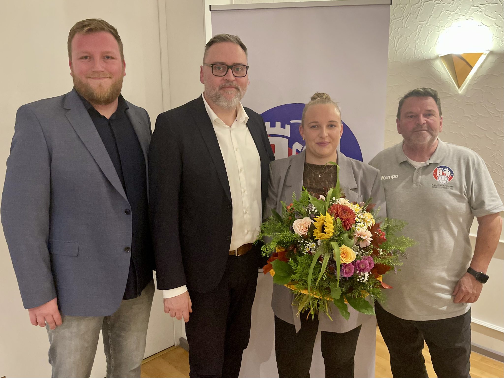 Marcel Hupel, Patrick Puls, Emma Grüger und Thomas Boerscheper beim Kreisjugendtag